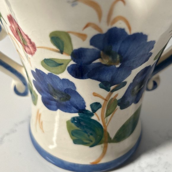 40009 Vintage FTD Hand Painted Ceramic Vase Portugal 1970's Flowers - Picture 4 of 5